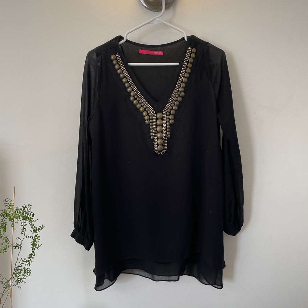 Pinky Otto Blouse with Gold Bead Details